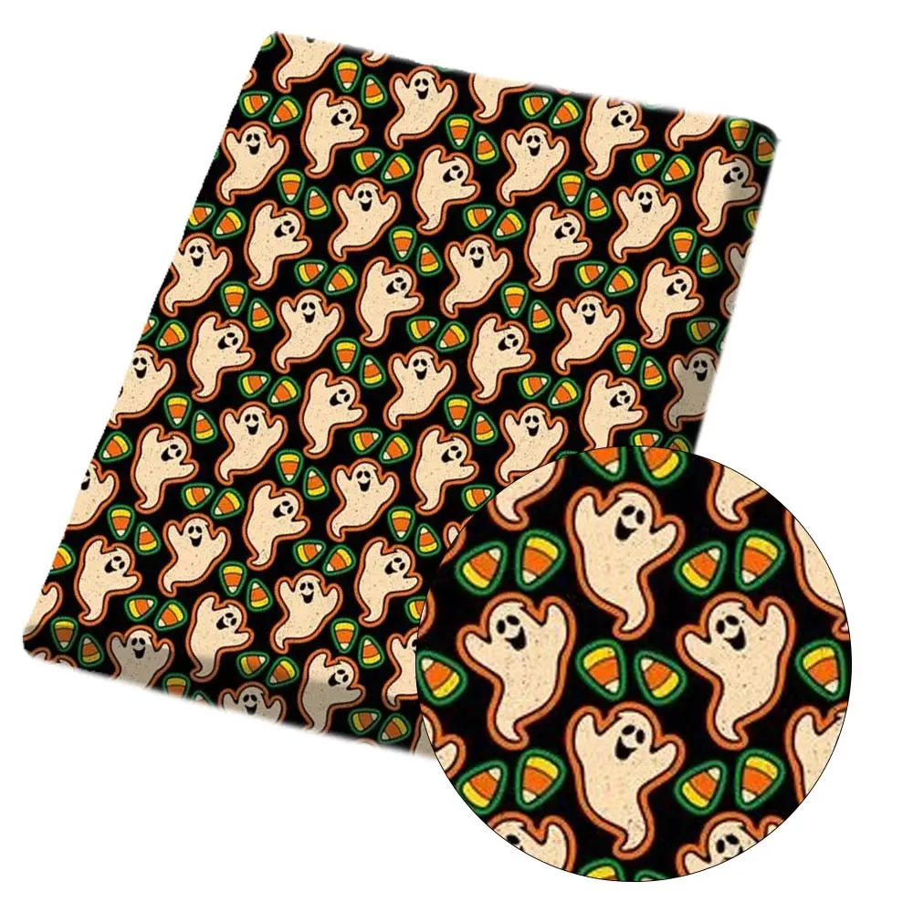 

IBOWS Polyester Cotton Sheet Hat Ghost Halloween Printed Cloth Fabric Dress Home Textile Garments DIY Matewrial 45*140cm/pc