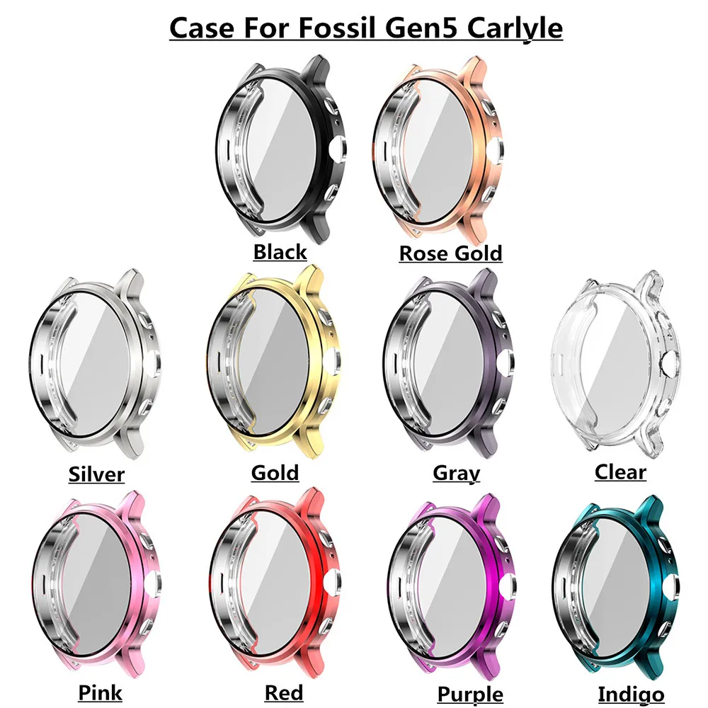 Pacotes de Cobertura Cases para Fossil Completa Chapeamento Relógio Carlyle Macio Tpu Capa Tela Protetora Pára-choques Escudo Acessórios 5 Gen
