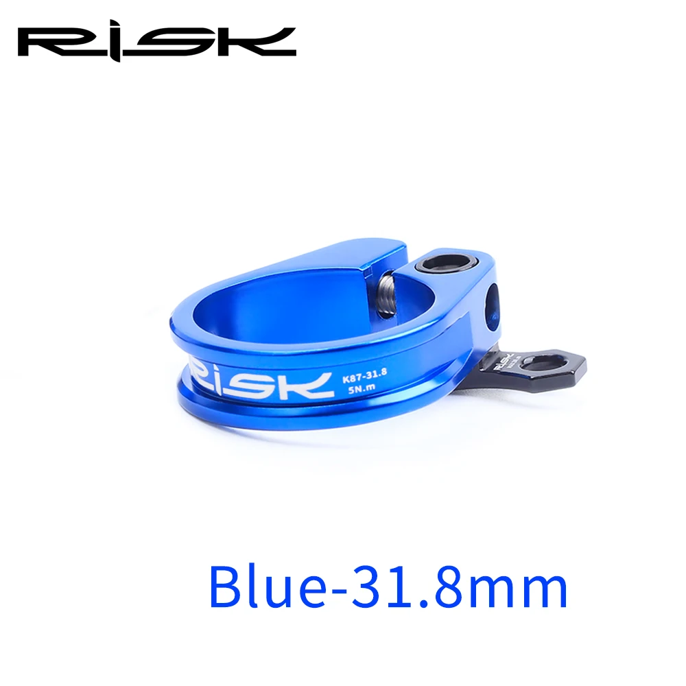 31.8mm Blue Риск MTB горная дорога алюминиевый сплав велосипед блокированный Подседельный штырь зажим для велосипедного сиденья стойка воротник зажим с кабелем Органайзер 34,9 мм 31,8 мм с титановым болтом - Цвет: 31.8mm Blue