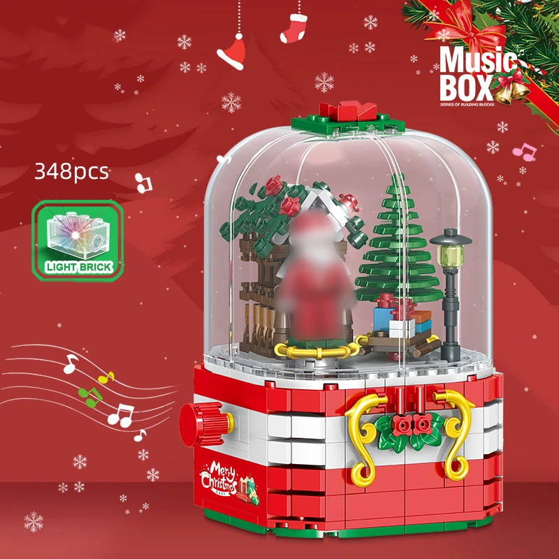 

Christmas Tree Music Box Model Sets Building Bricks City Winter Santa Claus Children's Educational Assembly Toys New Year Gifts