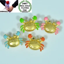 OMHXZJ ювелирные изделия оптом CA361 Европейская мода горячая женщина мужчина Вечеринка День рождения Свадьба Подарок Краб бусины DIY 24 К золотой кулон Шарм