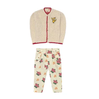 

Per-sale Shipment In September 2020 Autumn Toddler Girl Clothes Knitted Cardigan Sweater & Printed High Waist Trousers Kids Coat