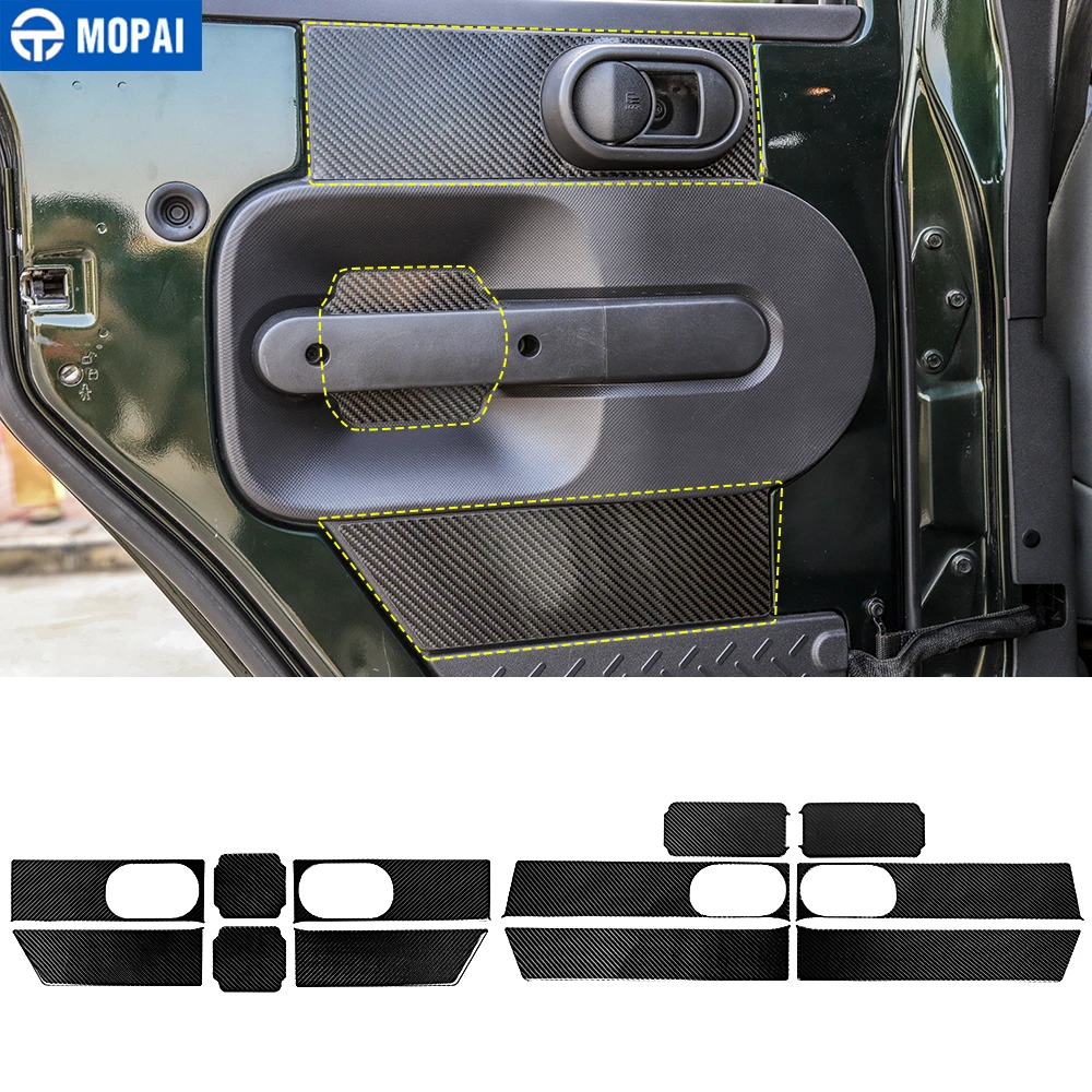 MOPAI Carbon Fiber for Wrangler JK 07-10 Car Door Handle Decoration Cover Accessories for Jeep Wrangler JK 2007 2008 2009 2010