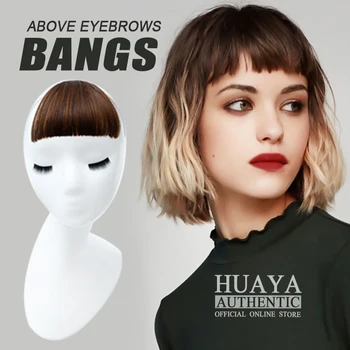 

HUAYA Above Eyebrows Bangs Wig Handmade Make Clip-In Fringe Hair Women's Short Blunt Straight Bangs Hair Extension Clips