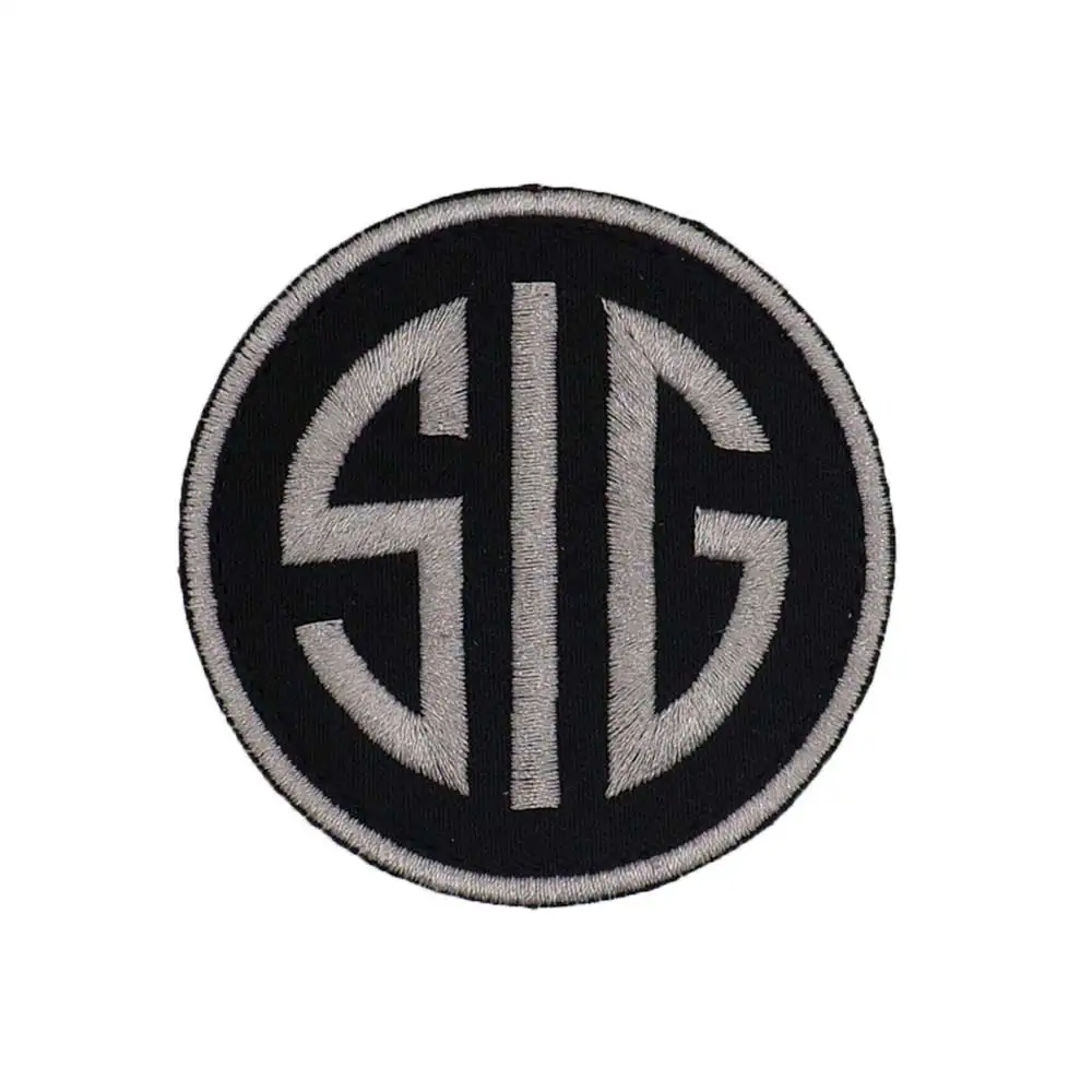 

SIG ROUND CIRCLE PATCH Embroidered HOOK AND IRON ON BACKING