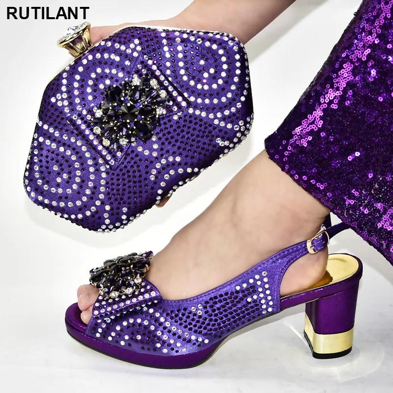 

Italian Ladies Shoes and Bag Set Decorated with Rhinestone Nigerian Party Shoes and Bag Set Italy High Heels Women Wedding Shoes