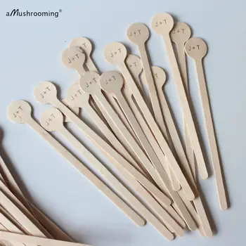 

x100 Customized Wooden drink stirrers School Lunch Serving Sticks Personalized Engrave Birthday Dessert Cake Ice Cream sticks