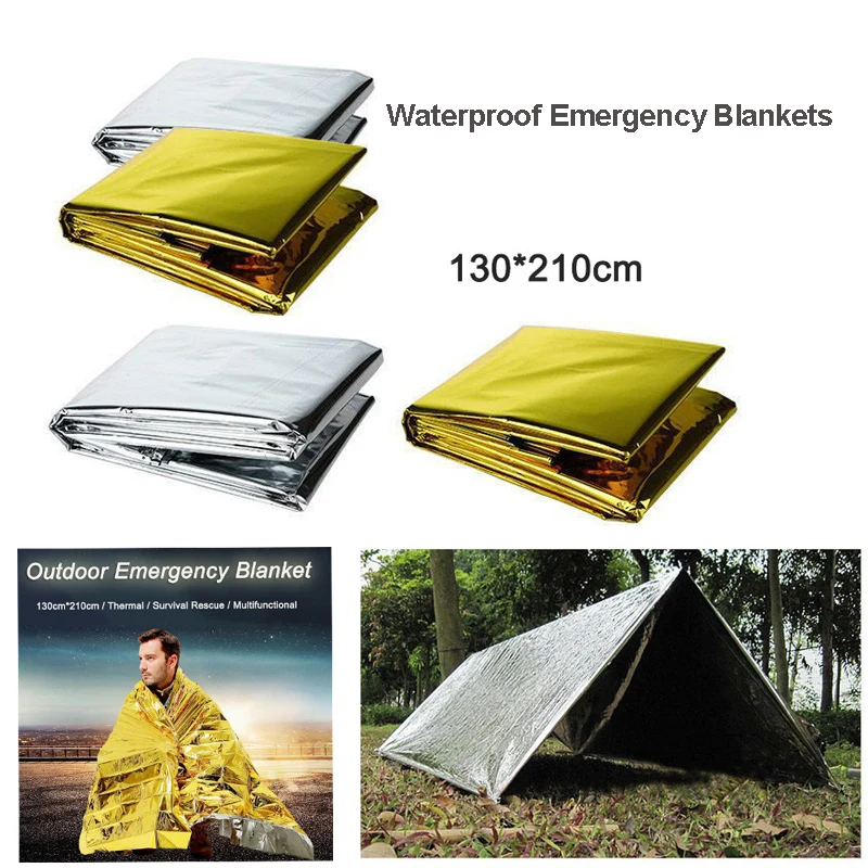 Открытый водонепроницаемый аварийного одеяло s фольги тепловой первой помощи занавес Военная походные аксессуары инструменты выживания Спасательное одеяло