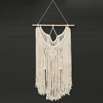 

1pc Macrame Wall Hanging Tapestry Cotton Rope Tassel Hand Tapestry Geometric Wall Decor Boho Chic Bohemian Woven Home Decoration