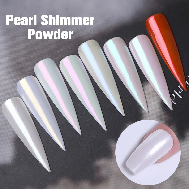 Pearl Shell Nail Glitter Powder Pigment Chrome Glitters Aurora Nails Ice Transparent Sparkle Iridescent Effect 1 Box nail powder,nail pigment,nail glitter,nail decoration,nail decorations