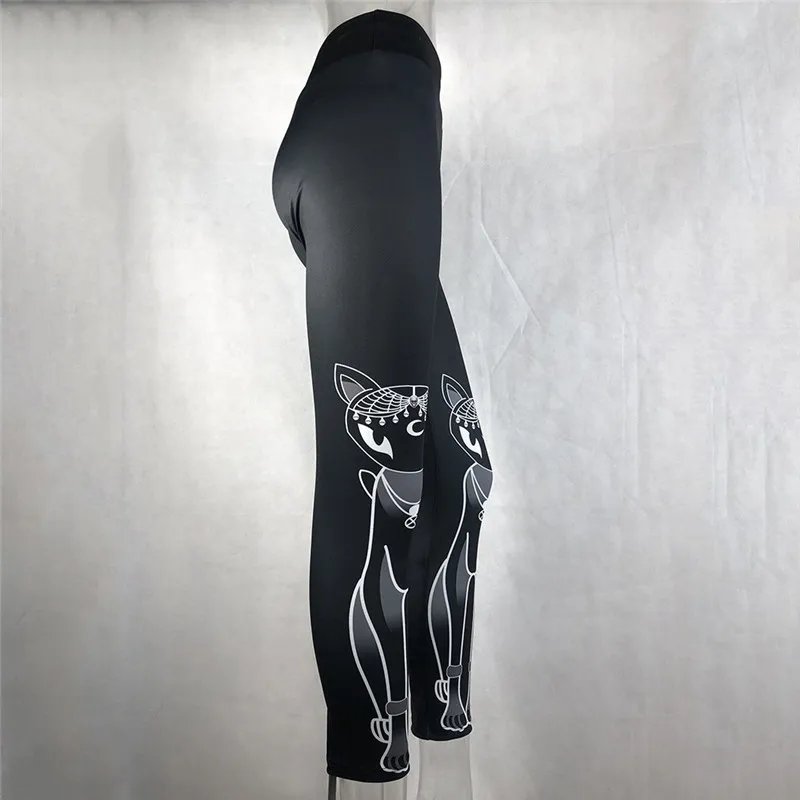 Женские черные леггинсы в готическом стиле, женские Стрейчевые обтягивающие леггинсы с принтом животных, уличная одежда, леггинсы в стиле панк, брюки#40