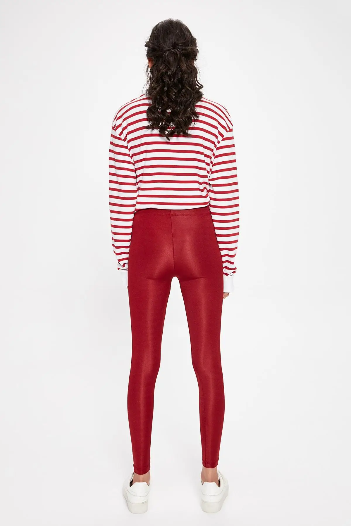 Trendyol бордовые блестящие трикотажные леггинсы TWOAW20TA0053