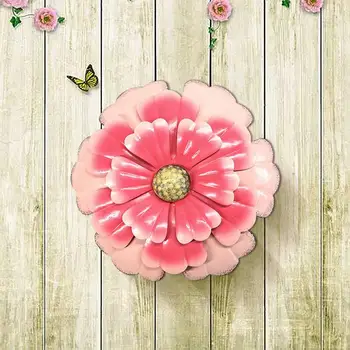 

Metal Flower Wall Art Decor Pink Sunflower Sculpture For Garden Yard Indoor Outdoor 11.8 Inch Pink Wall Hanger Home Decoration