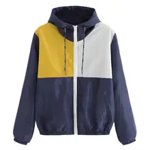 Харадзюку Женская куртка с длинным рукавом, сочетающаяся по цвету, на шнурке, Женская куртка с капюшоном для бега, для осени, модная одежда