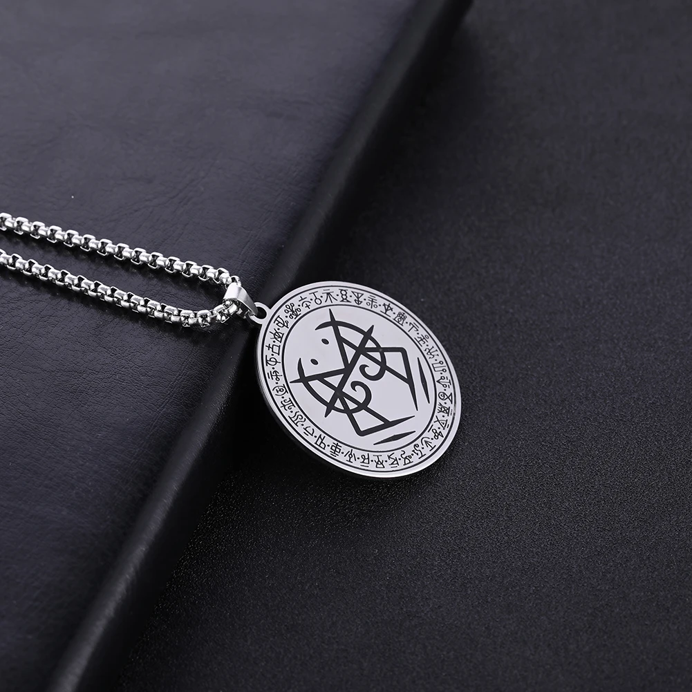 Dawapara Occultism Sigil Ethnic Pendant Necklace Stainless Steel Amulet Attracting Money and Health Good Luck Wolf of Antimony 5