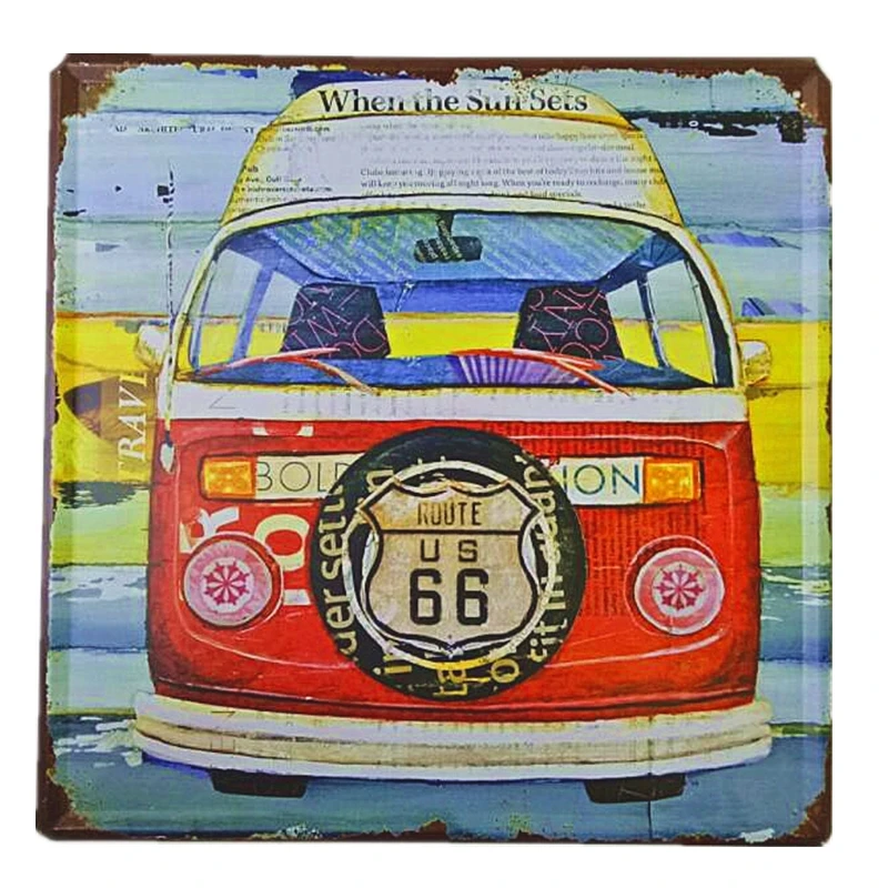 30X3 0 см винтажные металлические оловянные вывески Route 66 автобусные Кемперы постер