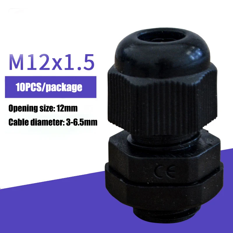 M12X1.5 10 шт./лот IP68 M12x1.5 для 3-6,5 мм M16x1.5 M20x1.5 M22 провода кабель CE белый/черный водонепроницаемый нейлон пластик кабельный ввод Разъем - Цвет: M12X1.5