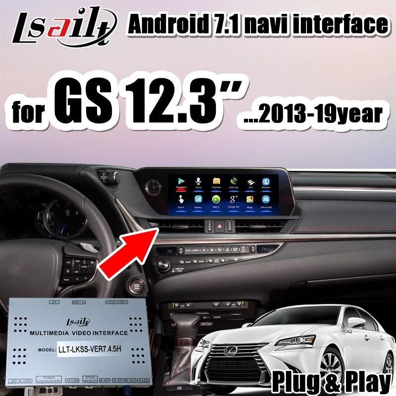 Android 7,1 аудио видео интерфейс gps навигационная коробка для Lexus GS200t GS450h. 2013-19 поддержка carplay, android Авто по Lsailt