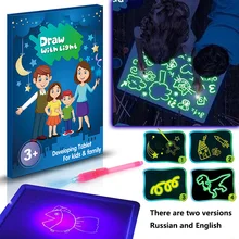 A3 A4 A5 Draw with Light in Dark Children Kids Funny Toy Drawing Board Set English Langues Boys Girls Toy