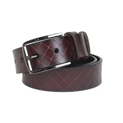 2021 woven pattern belt two layer cowhide square buckle simple style decorative jeans men's and women's belt