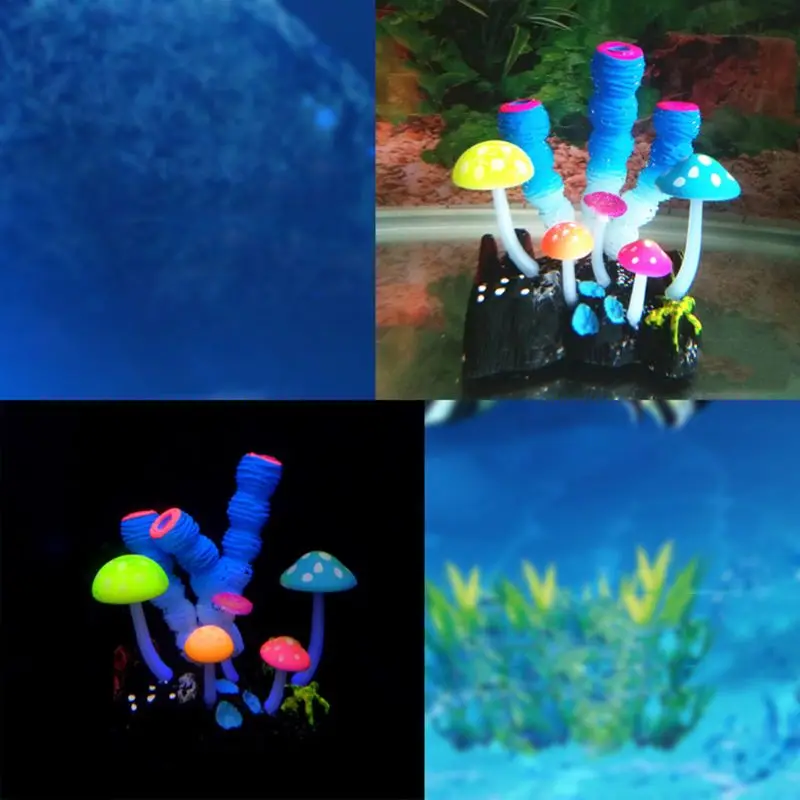 

Aquarium Simulation Fake Coral Plant Fish Tank Landscaping Decorations Soft Silicone Ornaments Luminous Landscape 090C