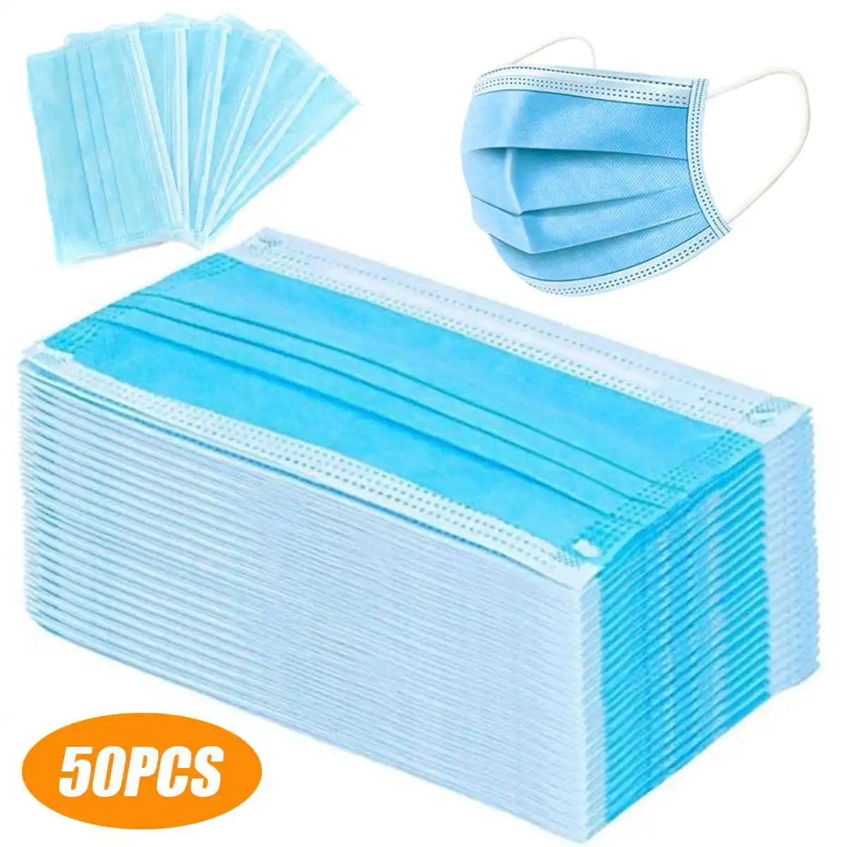 

100pcs Anti Dust kit for Mouth Mask 3-Layer Masks Anti Dust Breathable Disposable Earloop Mouth Face Mask for Blocking Dust