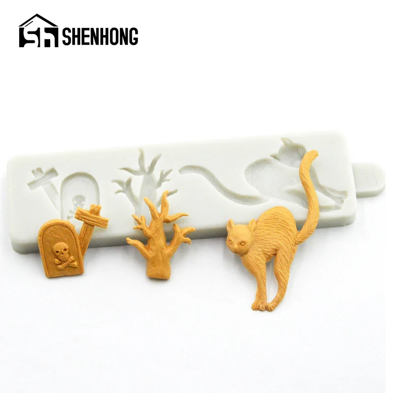 SHENHONG Черный кот Ведьма печенье шоколад сахар конфеты ремесло силиконовые