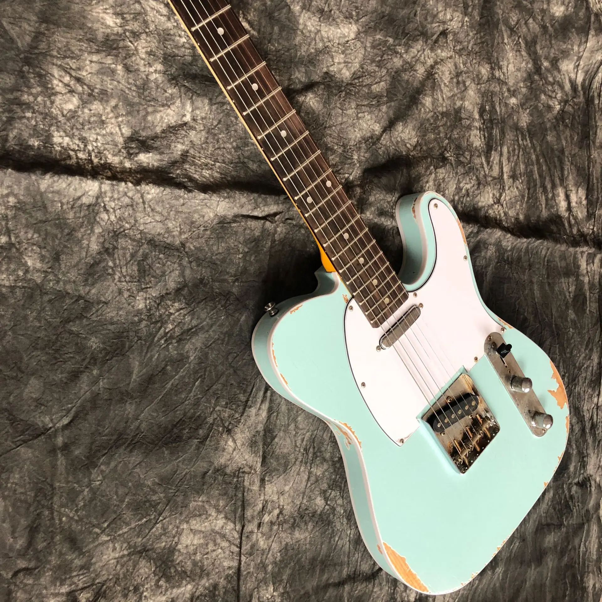Стиль. Электрическая гитара baby blue relics. Гриф из розового дерева. Гитара ручной работы с 6 наконечниками ra. Реальные фотографии