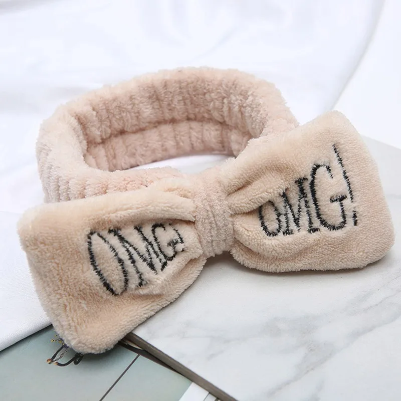 Письмо "OMG" коралловый флис мягкий бант повязки для женщин девочек милый держатель волос повязки для волос аксессуары для волос