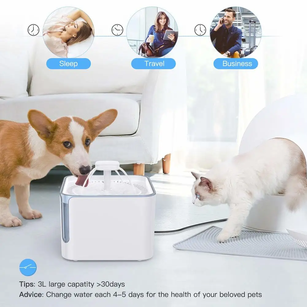 Автоматический водяной фонтанчик для домашних животных 3 л бесшумный дозатор