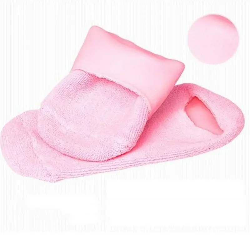 1 пара отшелушивающая маска для ног носок спа гелевый увлажняющий уход за ногами розовый Силиконовый носок из геля и хлопка для женщин