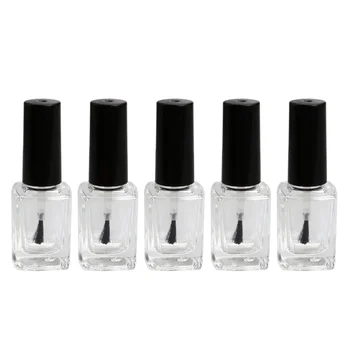 

5pcs/pack 5ml Empty Nail Polish Bottle with Brush Inside Square Shaped Clear Nail Polish Container Bottles