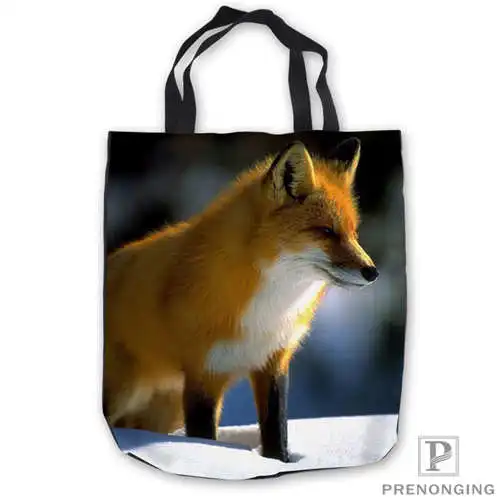 

Custom Canvas Cartoon Fox Tote Shoulder Shopping Bag Casual Beach HandBag Daily Use Foldable Canvas #180713-03-9..