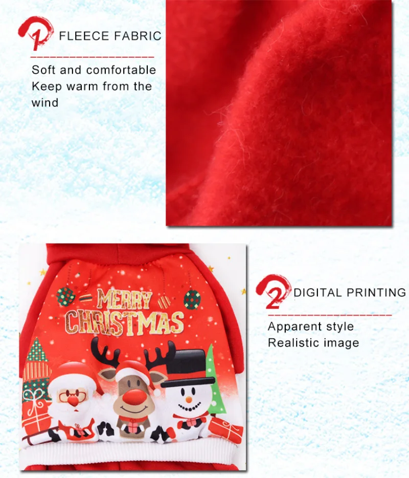 Рождественская Одежда для собак, кошек, красное пальто с рисунком Санта-Клауса, снеговика, щенка, зимняя Рождественская одежда, милое пальто, зима-осень, BS008