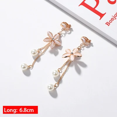 Hot Sale Korean Style Clip on Earrings Geometric Long Ear Clips for Fashion Girl Student Party Prom No Pierced Earring Gift - Окраска металла: 006