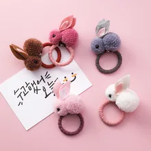 Q очаровательные Мультяшные плюшевые стерео Банни заколки для волос детская мягкая Очаровательная Милая повязка для волос мягкая девушка пряжа боковой зажим