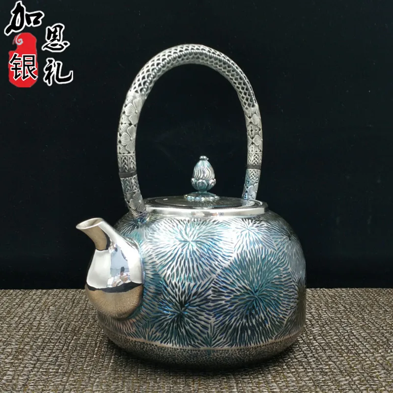 Чайник, переносной чайник, серебряный чайник, чайник с горячей водой, 1200 мл воды, чайный набор кунг-фу