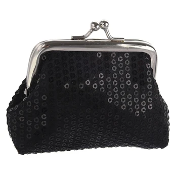 

LJL-Women's Sequins Coin Purse Buckle Mini Wallet(black)