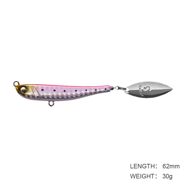 Jig Bait Winter Fishing with Spinner Spoon Fishing Lures 62mm 30g Jigs Trout Winter Fishing Hard Baits Tackle Pesca Makippa 30G Red