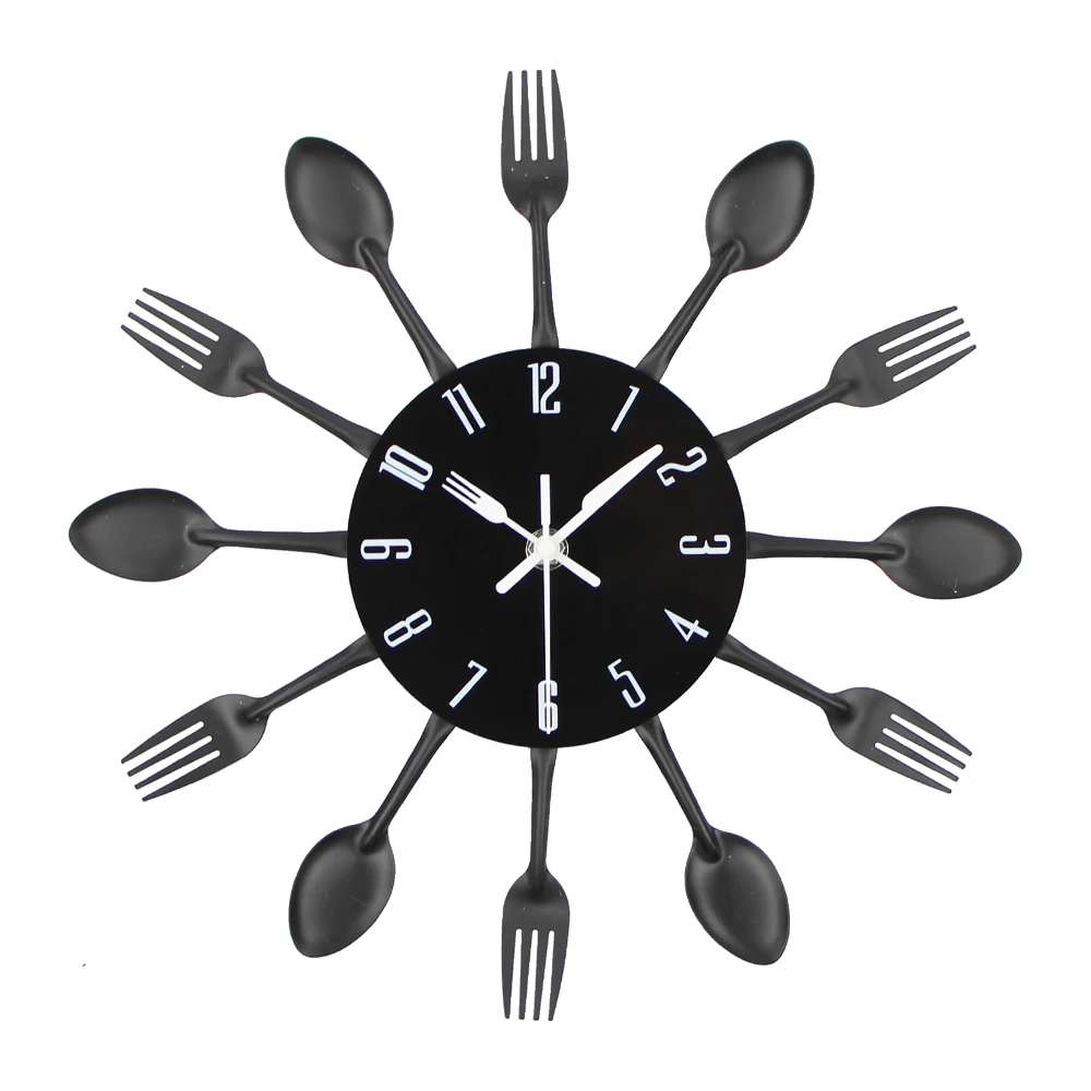 Cutlery Spoon Fork Wall Clock 3D Modern Kitchen Wall Clock Cutlery Wall