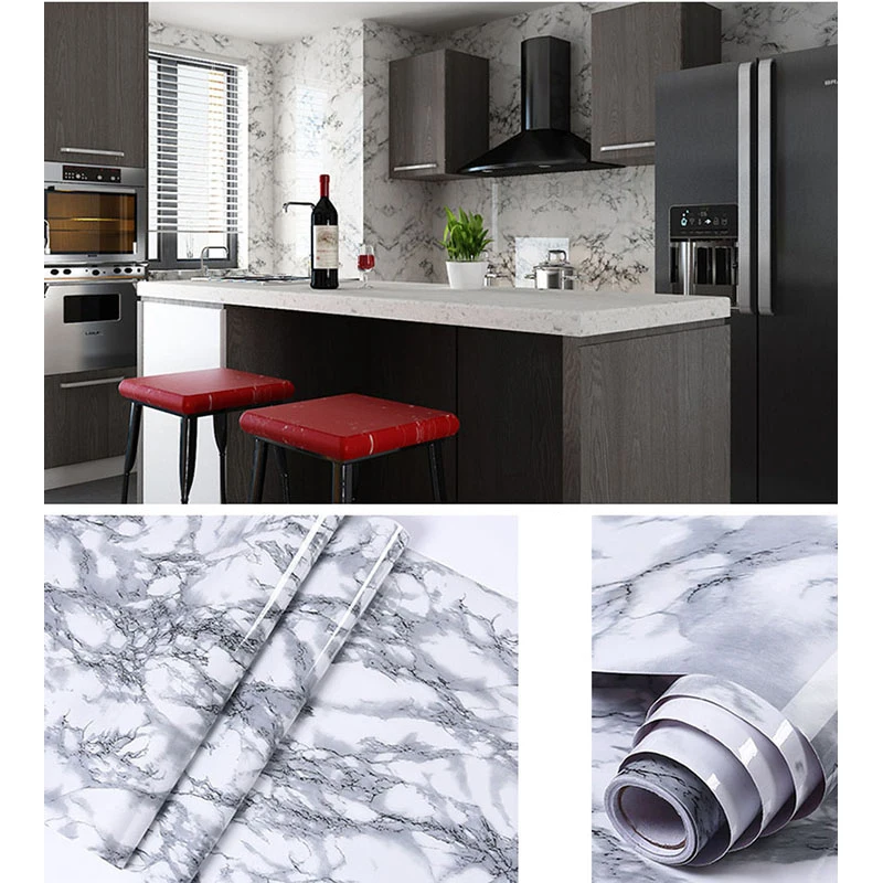 

3M/5M New Upgrade Kitchen Marble Contact Paper PVC Wall Stickers Countertop Stickers Bathroom Self Adhesive Waterproof Wallpaper