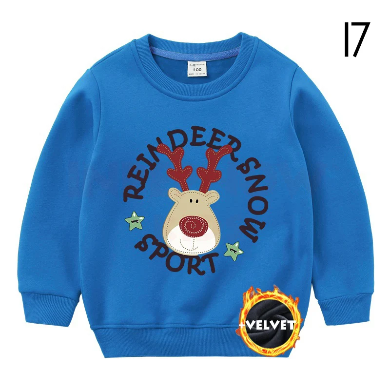 INPEPNOW бархатная Рождественская Детская толстовка для девочек; свитер для мальчиков; детские толстовки с капюшоном; одежда для подростков - Цвет: 17