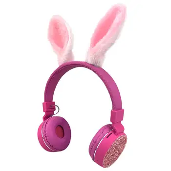 

2020 Cute Rabbit Headphones Wireless Bluetooth Kids Earphone Foldable Stereo Music Stretchable Cartoon Headset for Boys Girls
