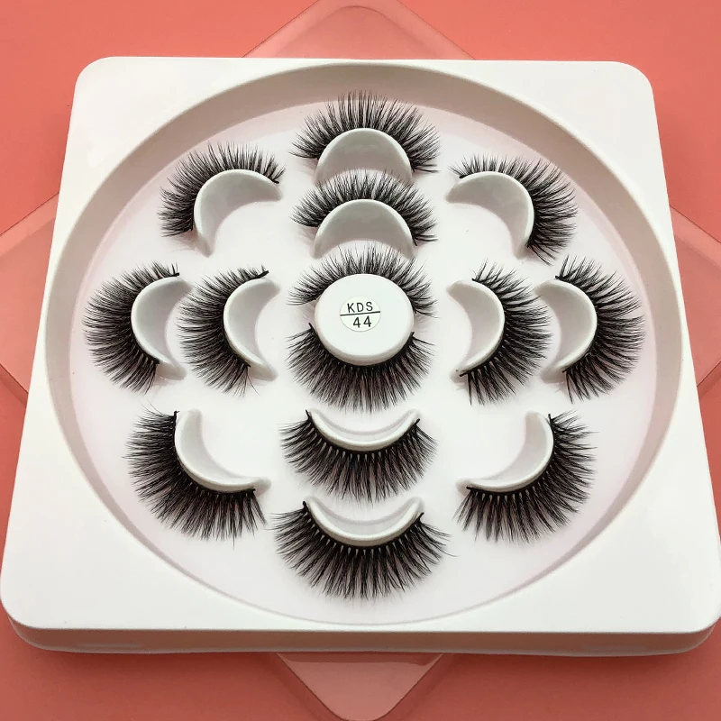 KDS44 7 pairs faux 3d mink lashes fluffy wispy false eyelashes natural long eyelash extension makeup handmade fake lash - Цвет: KDS44