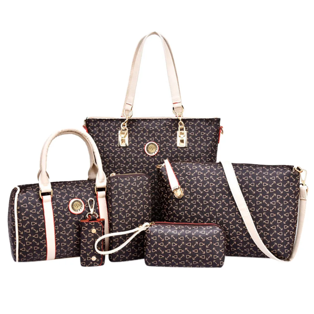 MUQGEW, 6 шт., женская сумка в комплекте, женская сумка через плечо, клатч, сумочка из искусственной кожи, идентификационная, с геометрическим рисунком, сумка-мессенджер, bolso mujer