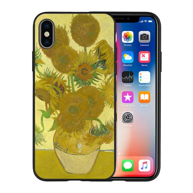 iphone 13 pro max case leather Painting Phone Case for iphone 8 7 6S Plus X XR XS Max Soft Van Gogh Starry Night sunflower Cover For iphone 13 12 11 Pro Max 13 pro max cases