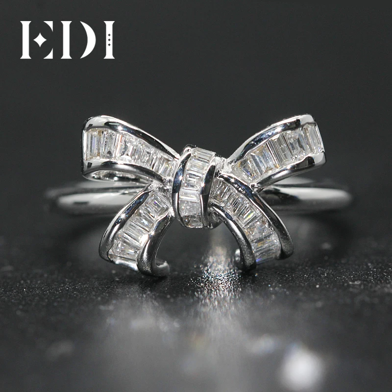 EDI бант-узел стильное бриллиантовое кольцо 14k белое золото Желтое золото натуральный бриллиант 0.32ctw G/SI обручальное кольцо для женщин