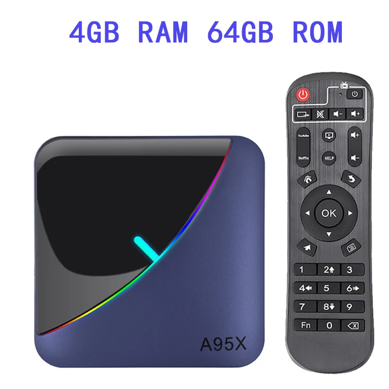 4G 64G TV BOX A95x F3 RGB Light Android 9.0 Smart TV Box Android 9.0 4GB 64GB Amlogic S905X3 WIFI H.265 8K 60fps Netflix Youtube Set Top Box - Цвет: 4G 64G TV BOX