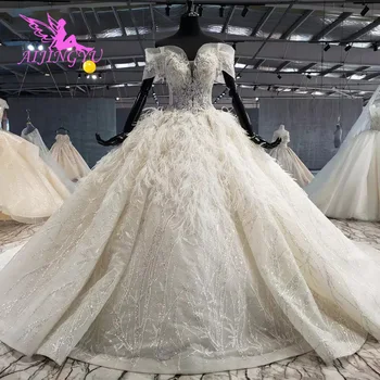 شراءAIJINGYU حجم كبير فساتين جاهزة بسيطة مع الأكمام بيع أنيقة الضمادات الكرة ثوب الزفاف 3Xl