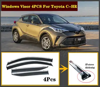

4pcs Set 2005-2020 OEM For Toyota C-HR Stainless steel window Visor Shade Vent Wind Rain Deflector Guards Cover